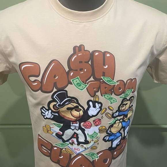 Bleecker&Mercer Cash From Chaos Graphic T-Shirt khaki crewneck - Picture 4 of 4